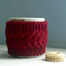 马克杯针织麻花杯套玻璃水杯隔热麻花杯套礼品陶瓷杯提花毛线杯套