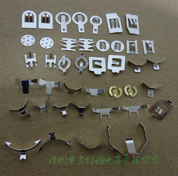 Y型正极弹片0.2厚磷铜八字接触CR2032电池导电片