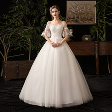 輕婚紗2024新款新娘結婚紗小個子大碼一字肩影樓婚紗工廠批發 H20