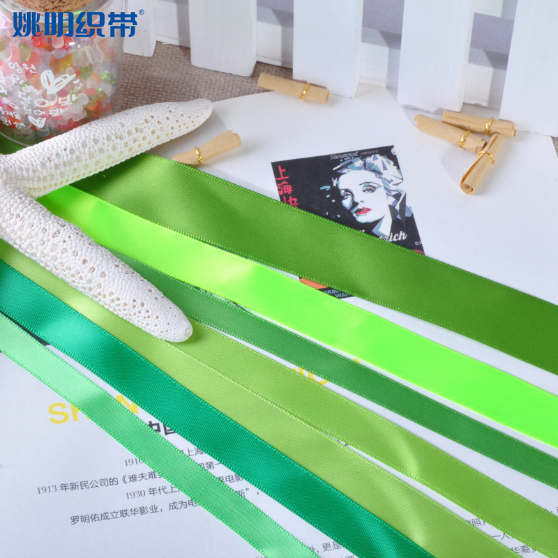 Al por mayor cinta de cifrado de doble cara serie verde claro cinta de poliéster decoración de ropa caja de pastel cinta de embalaje de flores
