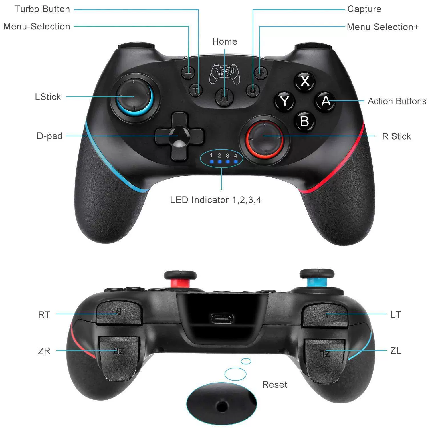 Беспроводной геймпад SWITCH PRO с вибрацией 6-осей Switch беспроводной геймпад обернутый скотчем частная модель