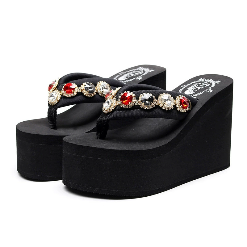 Slippers, beach non-slip flip flops, with gem