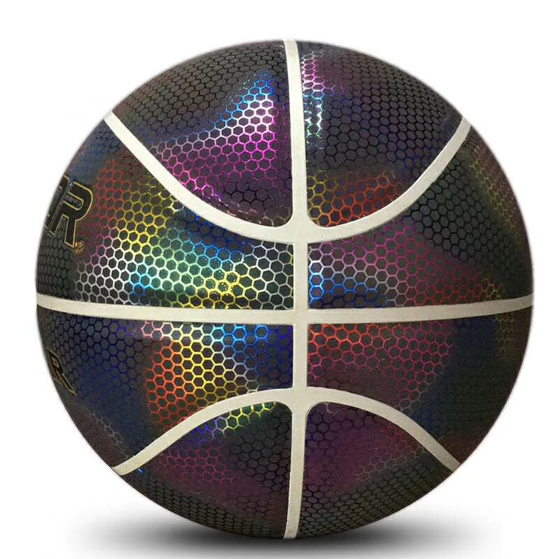 Tiktok mismo estilo baloncesto luminoso baloncesto fluorescente Luna luminosa Arco Iris N ° 7 Internet celebridad fresco blanco baloncesto reflectante