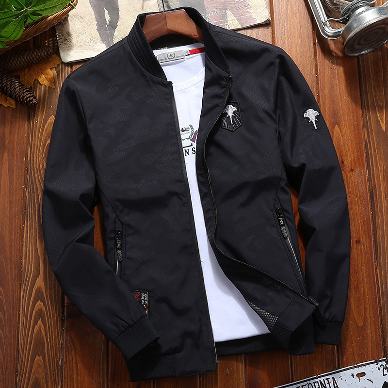 Chaqueta de camuflaje transfronteriza de primavera y otoño para hombres delgada y transpirable collar de pie moda casual todo partido guapo chaqueta de hombre de moda