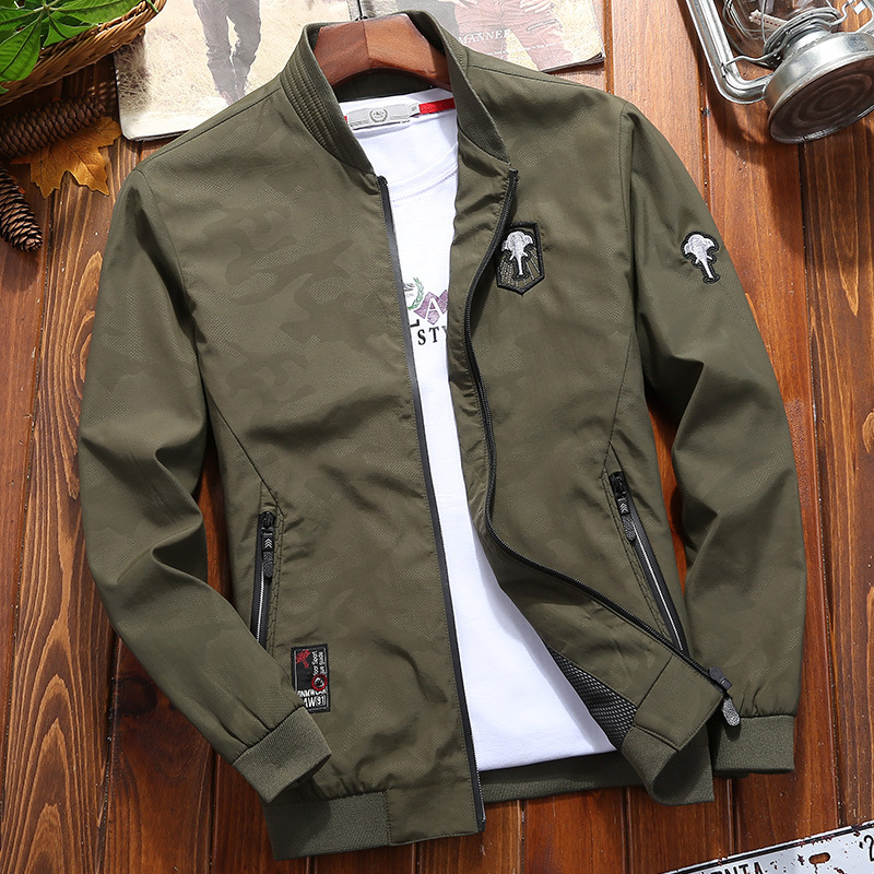 Chaqueta de camuflaje transfronteriza de primavera y otoño para hombres delgada y transpirable collar de pie moda casual todo partido guapo chaqueta de hombre de moda