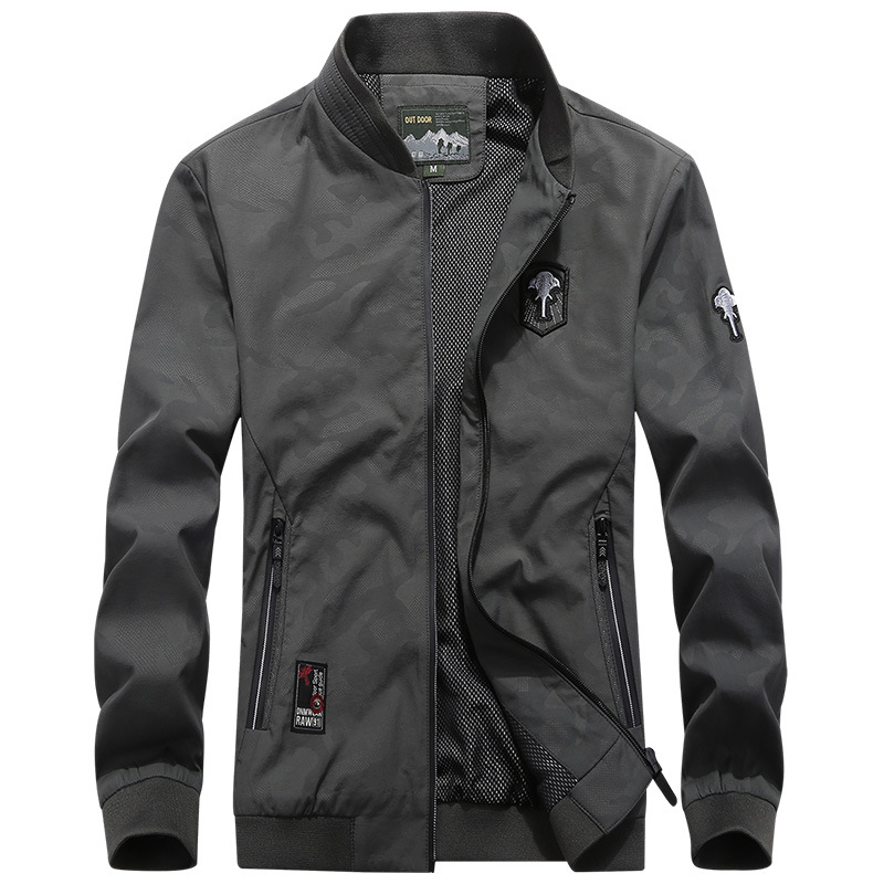 Chaqueta de camuflaje transfronteriza de primavera y otoño para hombres delgada y transpirable collar de pie moda casual todo partido guapo chaqueta de hombre de moda