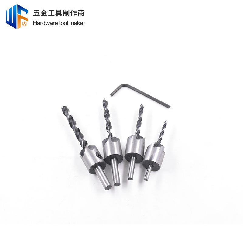 7PCs three-tip woodworking countersunk drill adjustable positioning chamfered hole drill bit high speed steel woodworking countersunk drill bit