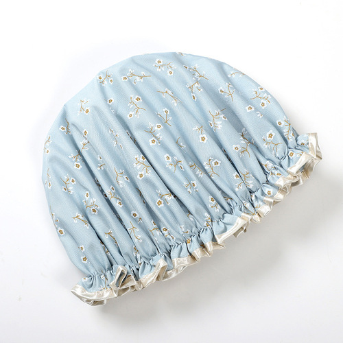 Amazon double layer shower cap for women adult cartoon waterproof thickened bathing cute satin shampoo cap shower cap wholesale