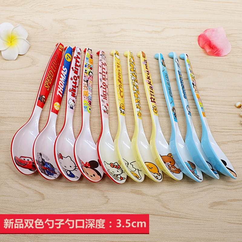 Cartoon Cute Creative Spoon, Children's Tableware, double-color anti-fall design