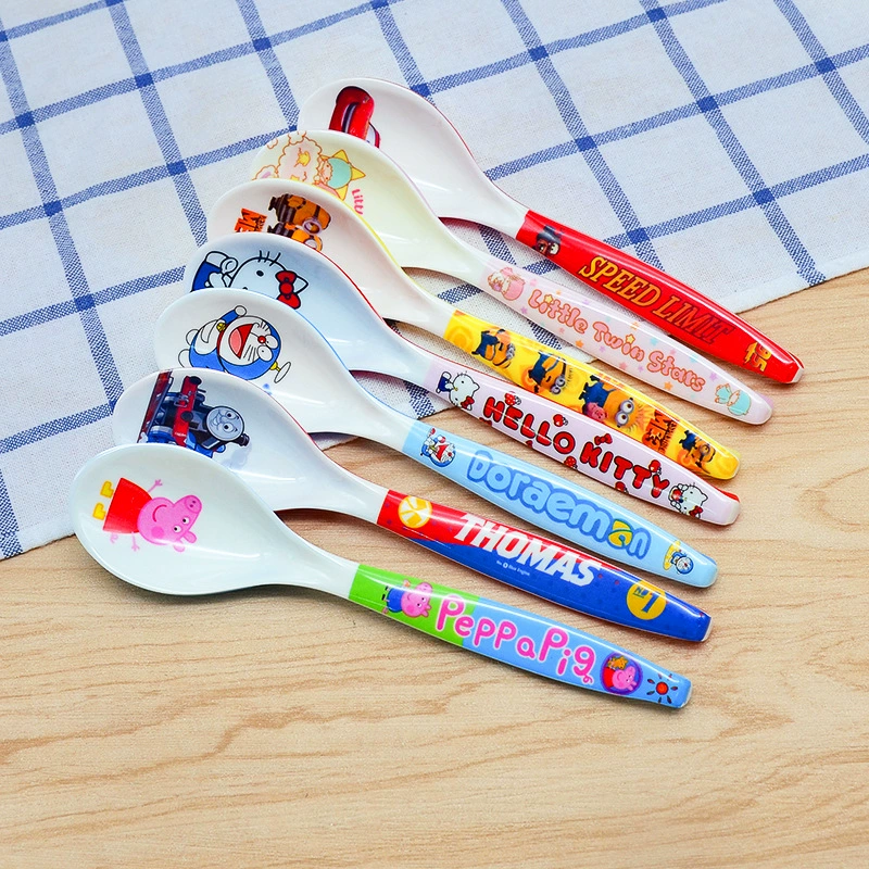 Cartoon Cute Creative Spoon, Children's Tableware, double-color anti-fall design