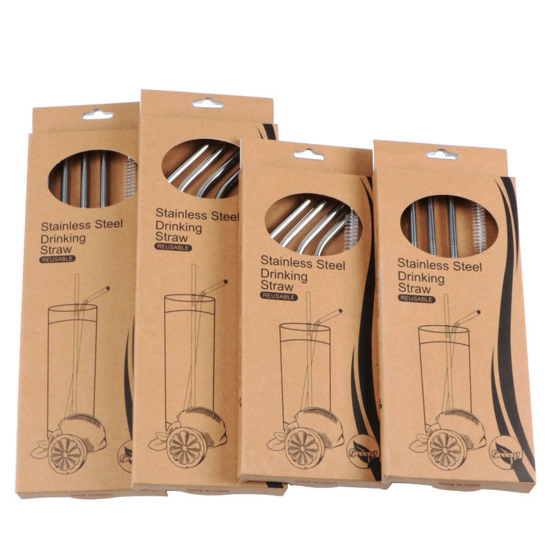 【Yigang】Factory Direct Sale Food-Grade 304 Stainless Steel Straw Eco-Friendly Straw Spoon Paper Cup Set