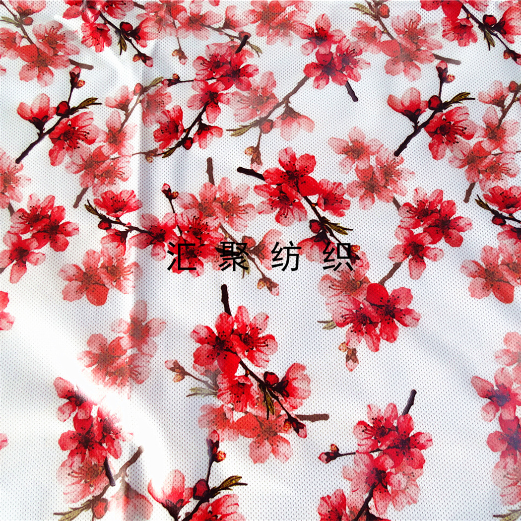 TPU数码印花  蜂巢布复合TPU膜  直喷   彩绘花朵印花