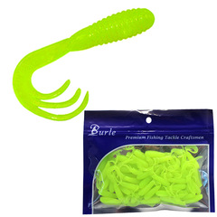 Miniature Lure Soft Bait, 4cm, 0.7g, Trifurcated Tail & Coiled Design, Silicone Soft Worm with Single Tail, 50 Pieces per Bag