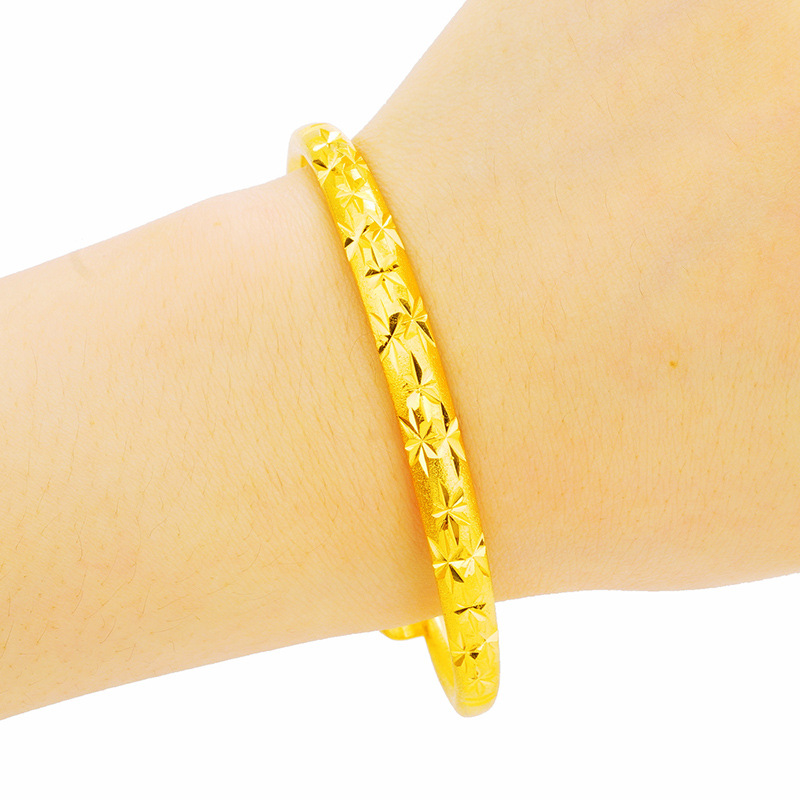 Venta al por mayor Vietnam oro plano redondo Push-Pull pulsera mujer imitación 24K oro pulsera de las mujeres estilo étnico para la madre