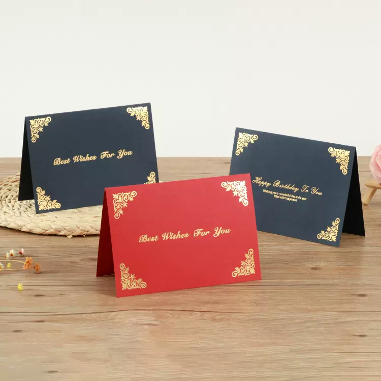 高档烫金生日贺卡邀请卡批发公司员工生日贺卡可印祝福语LOGO