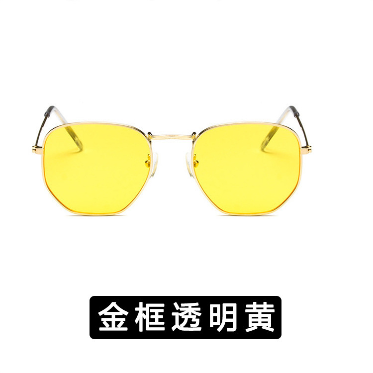 Nuevo metal marco polígono gafas de sol moda europea y americana pequeño marco colorido Mercurio océano gafas de sol al por mayor 3548