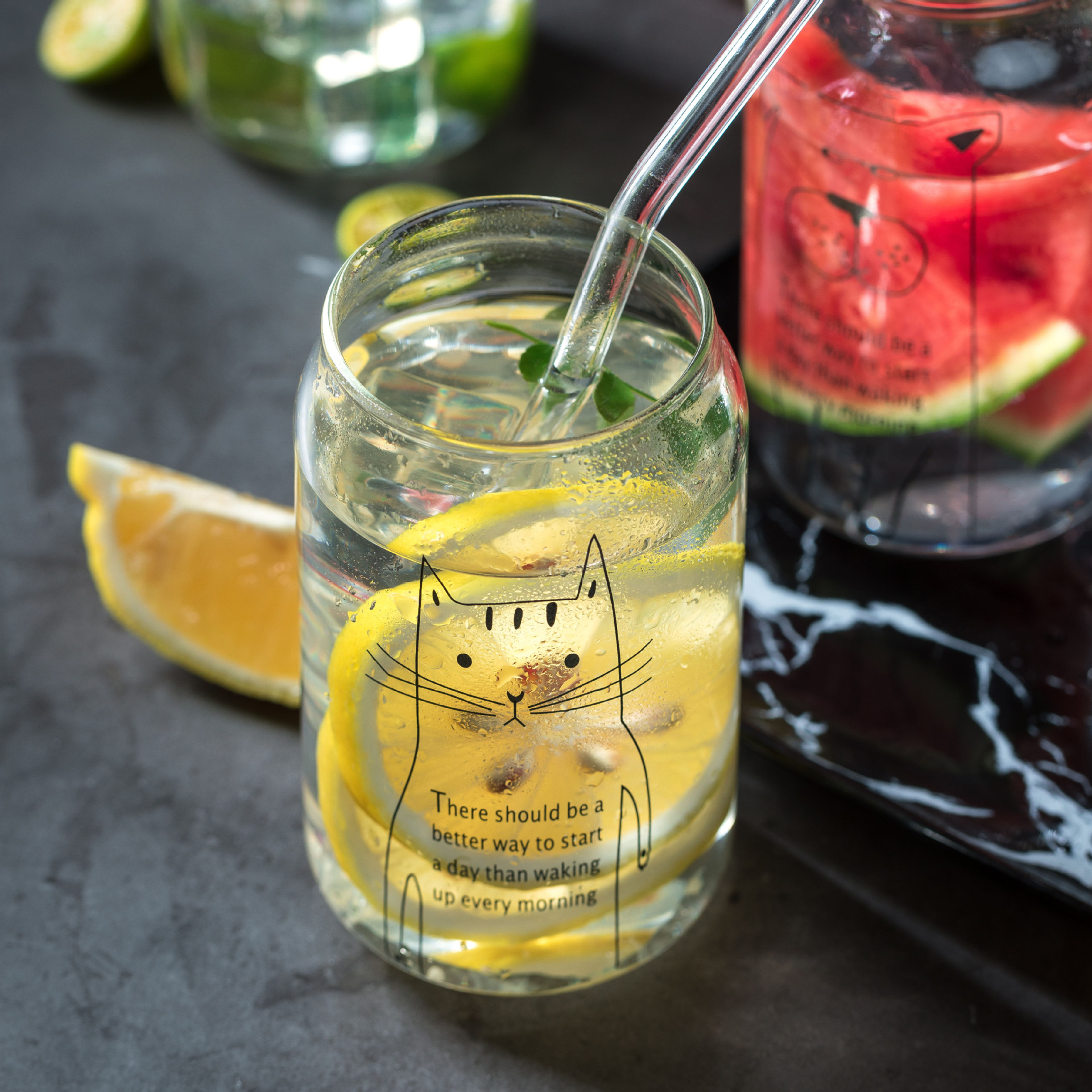 Taza de cola creativa vidrio transparente bebida taza leche taza de té Internet celebridad limón jugo de Soda taza personalizada