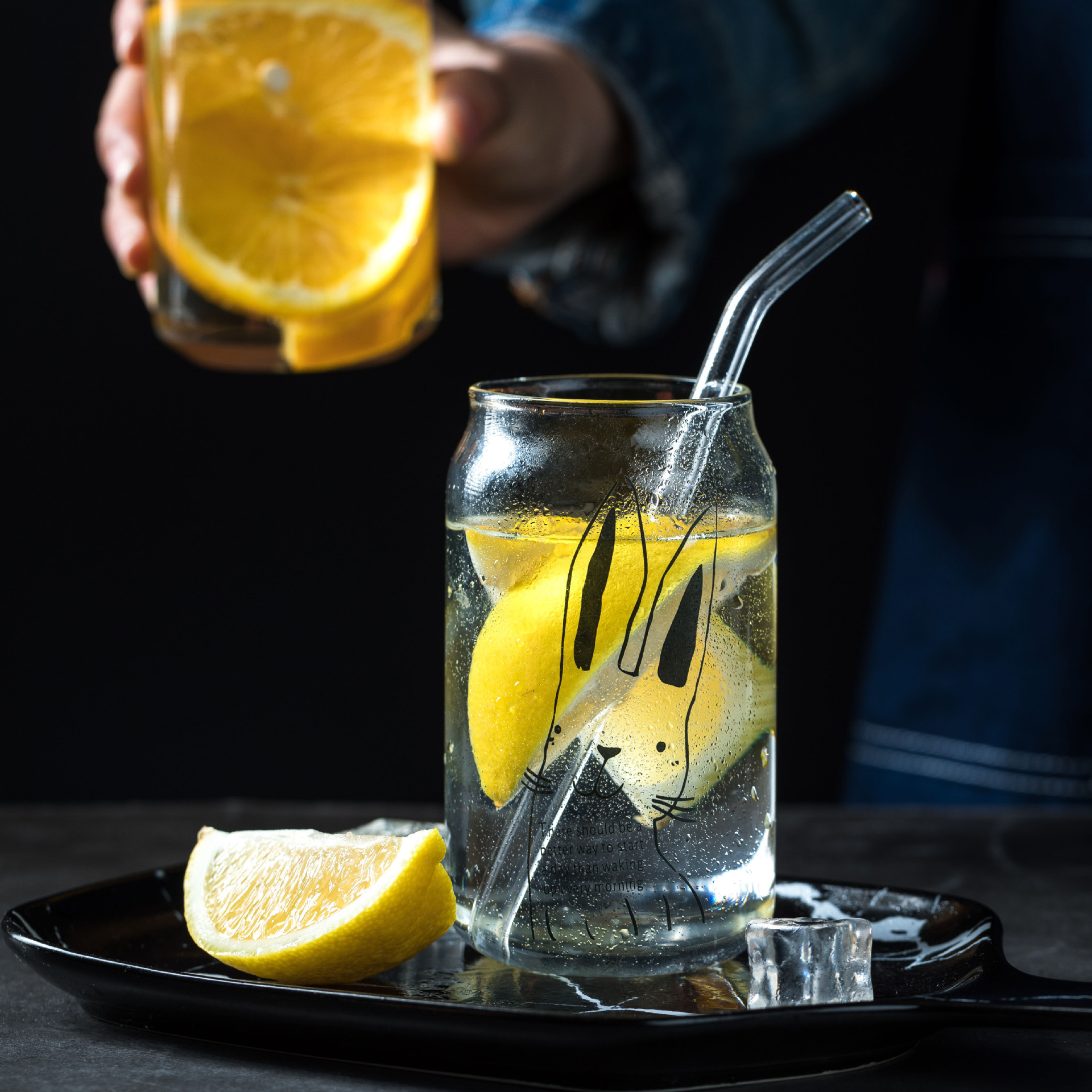 Taza de cola creativa vidrio transparente bebida taza leche taza de té Internet celebridad limón jugo de Soda taza personalizada