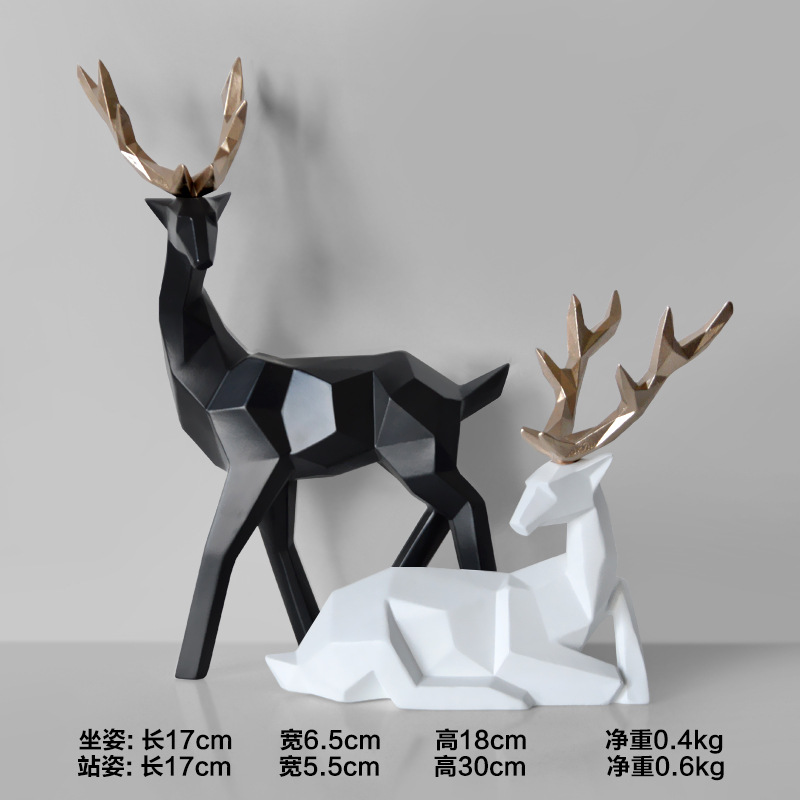 Venta al por mayor transfronteriza hogar afortunado ciervos artesanía de resina TV gabinete regalo decoración del hogar sala de estar Decoración