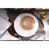 Креативная бамбуковая доска керамика западный ресторан ресторан белый приливный говяжий стейк -тарелка суши -суши.