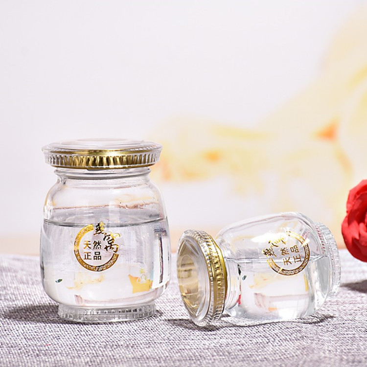 厂家批发燕窝瓶透明果酱瓶玻璃鱼胶瓶蜂蜜亚克力盖空瓶加工