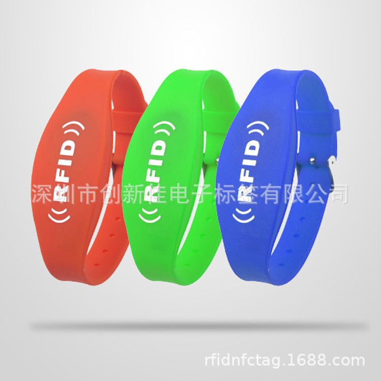 RFID双频手腕带 硅胶手环 F08+H3芯片手环 游乐园管理智能手腕带