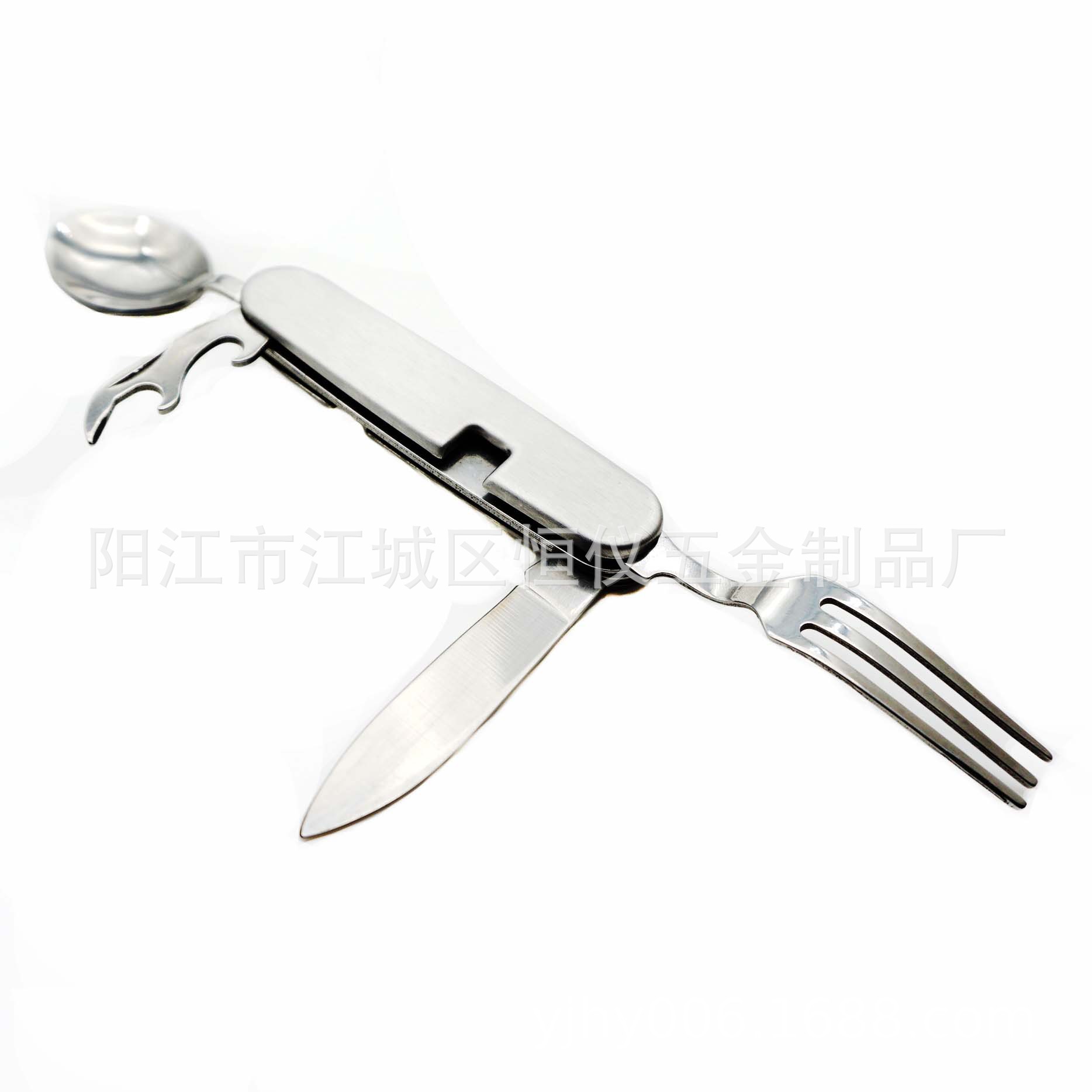 供应多功能小刀 户外折叠4开刀更叉 便携式多功能野营4开旅行餐具