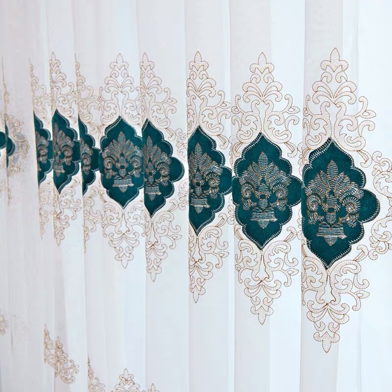 New wholesale European curtain window screen velvet embroidered yarn curtain living room window bedroom balcony thin white yarn finished product