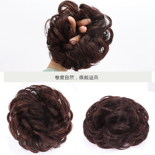 Manufacturer wholesale wig women's curling hair ring ball head hair twister fluffy matte simulation hair bun flower bud hair bun head flower