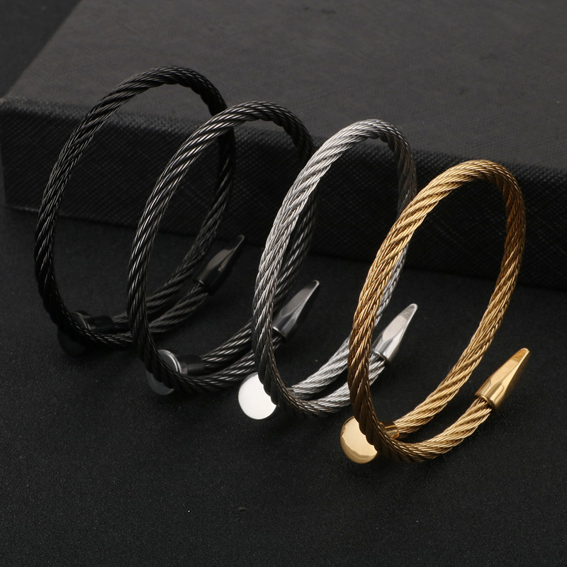 Steel wire bracelets, bracelets, simple and personalized metal texture jewelry from Europe and America_voghion.com