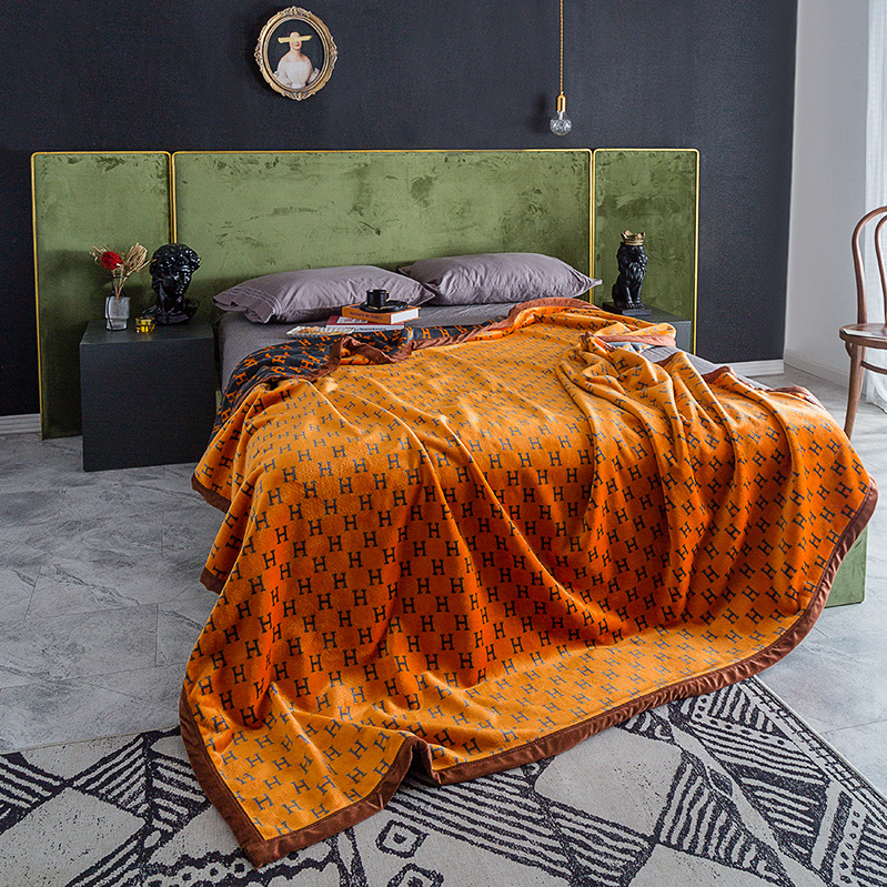 Manta de lana de Falai gruesa transfronteriza, franela impresa a doble cara, terciopelo de coral, regalo multifuncional, manta de invierno al por mayor