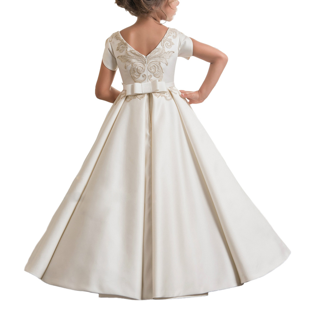 Vestido para niños Vestido de princesa Vestido de novia para niñas Vestido de piano largo Ropa para niños Vestido de cumpleaños para niña de flores Pettiskirt