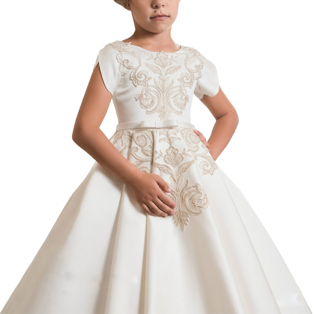 Vestido para niños Vestido de princesa Vestido de novia para niñas Vestido de piano largo Ropa para niños Vestido de cumpleaños para niña de flores Pettiskirt