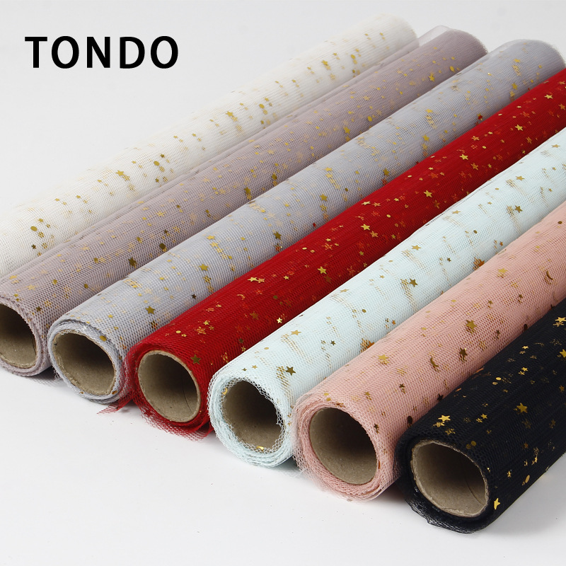 Estilo coreano estrella Luna hilo dorado estrella Luna hilo flor envuelta gasa flor embalaje malla ramo material de papel de embalaje