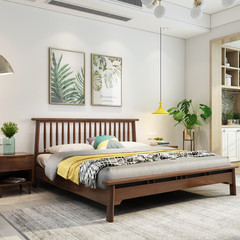 北歐實木床橡膠木原木溫莎床現代簡約民宿公寓臥室出租房廠家直銷