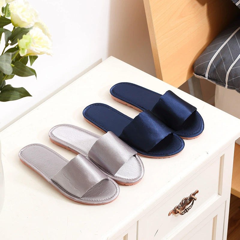 Новые Нескользящие дышащие женские сандалии и тапочки для дома, летние домашние корейские шелковые атласные тапочки своими руками