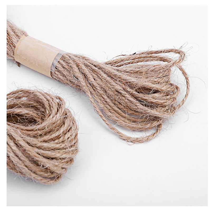 Cuerda de Yute natural cuerda de yute tejida de 3 hilos al por mayor decoración navideña cuerda de cáñamo vinculante cuerda de etiqueta de cuerda de cáñamo fino hecha a mano