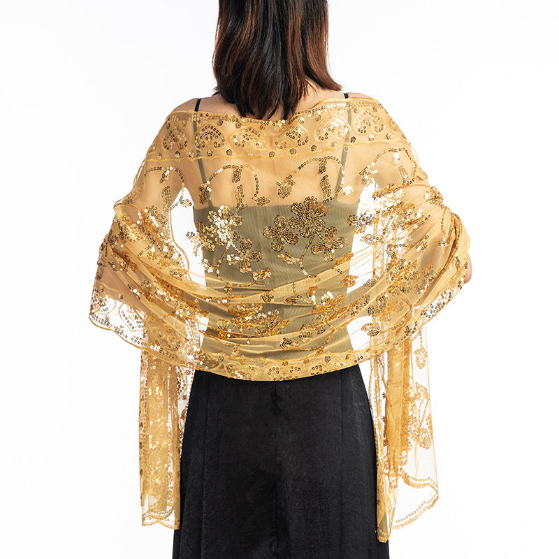 Transfronterizo caliente nuevo lentejuelas chal vestido de novia vestido de noche cheongsam chal novia dama de honor chal bufanda mujeres