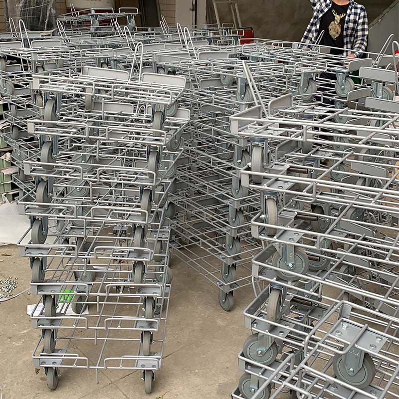 厂家供应金属平板小推车仓库四轮拉货手推车搬运承重推车工具车