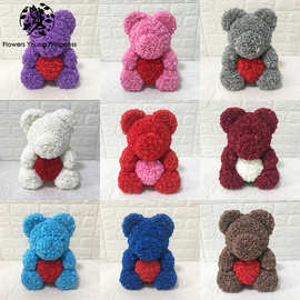 永生花玫瑰熊生日礼品仿真花泡沫熊创意跨境花熊情人节礼物PE花熊