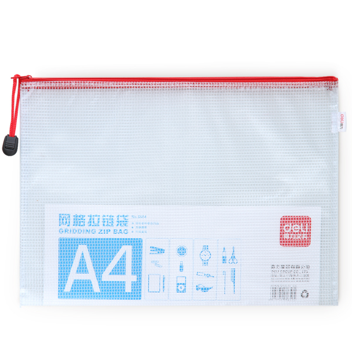 Bolsa con cremallera Deli A4/B5, bolsa para archivos, bolsa para documentos, bolsa con cremallera 5654/5655, soporte portátil para recibos