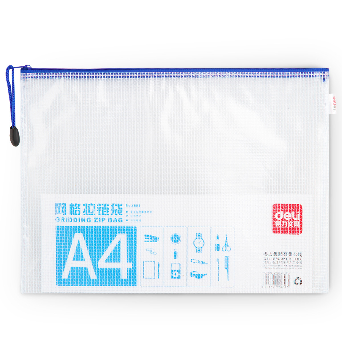 Bolsa con cremallera Deli A4/B5, bolsa para archivos, bolsa para documentos, bolsa con cremallera 5654/5655, soporte portátil para recibos