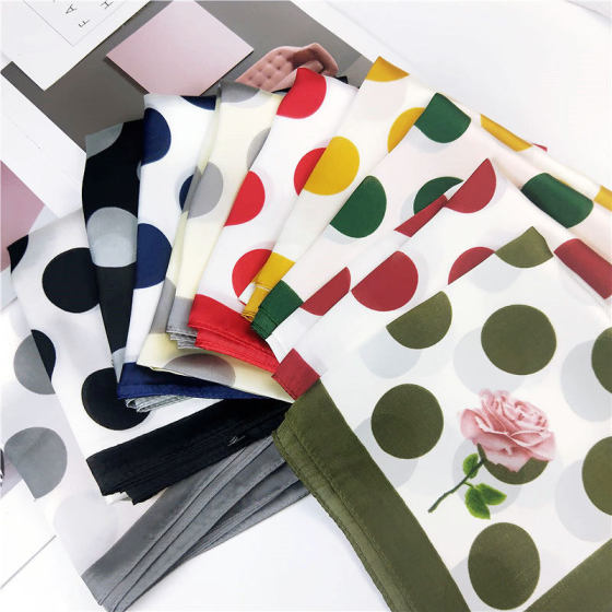 70 New Polka Dot Small Square Scarf Women's Spring and Autumn Summer ins Style Decoration Art Korean Small Silk Scarf Scarf