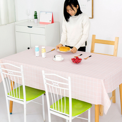 H695 Nordic plaid oil-proof tablecloth waterproof no-wash tablecloth PEVA tablecloth oil-proof table mat