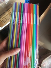 Colorful art straws 8 colors clear pack 100 pieces/pack disposable plastic creative bendable straws 6*260mm