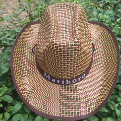 Summer travel sun hat, grass hat, western cowboy hat, large brim grass hat, European and American style men's woven beach hat