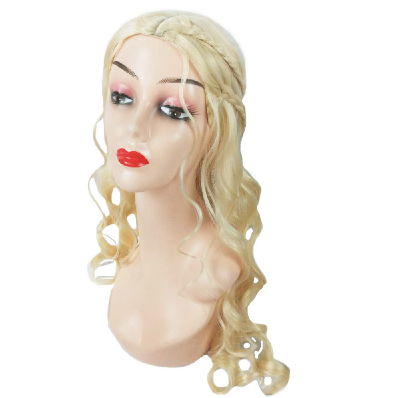 Alice in Wonderland Legend White Queen Wig Golden Long Curly Hair Middle Part Cosplay Tape Net Fluffy