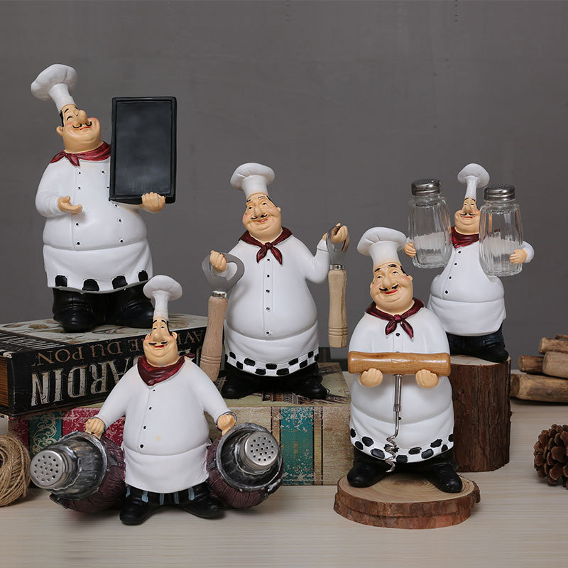 美式乡村创意树脂厨师摆件 家居餐厅咖啡厅时尚装饰功能摆件批发