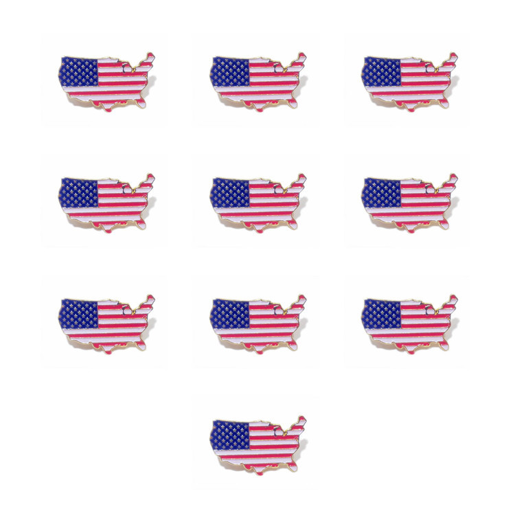 批发地图型美国国旗胸针铁质烤漆徽章服装领针USA map lapel pin
