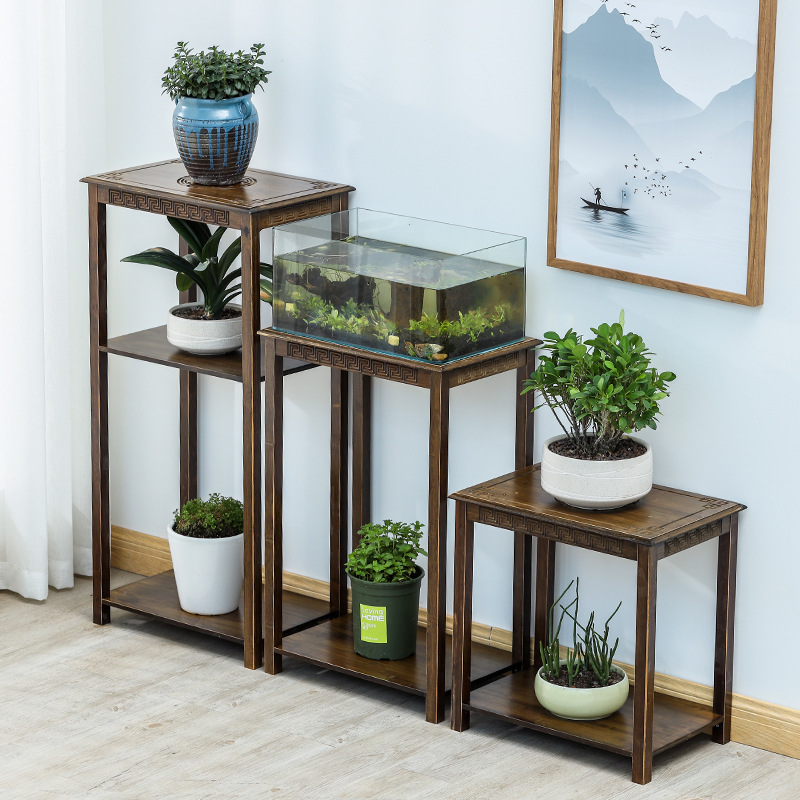 Yaouda sala de estar soporte de flores chino balcón soporte de maceta soporte de tanque de peces bambú mesa alargada verde rábano suculento soporte de flores al por mayor